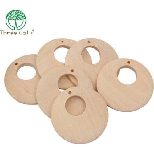 Nature Wood Chips Charms Unfinished Geometric Round Wooden Beads For Earrings Jewelry Making DIY Decorative Pendant