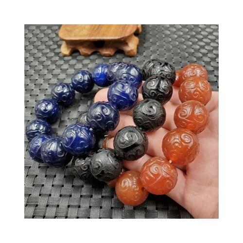 Various styles of jade agate Bagua bracelet round bead bracelet retro blue jadees grain bead jewelry accessories
