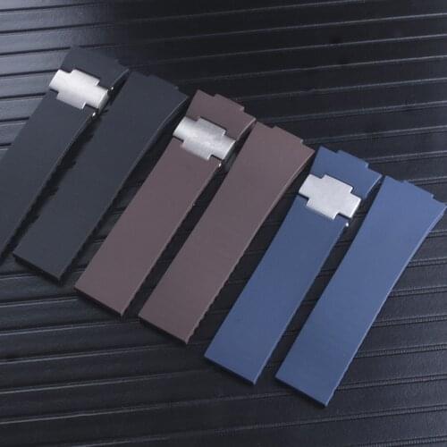 25mm Black Brown Blue Waterproof Silicone Rubber Replacement Wrist Watch Band Strap Belt For Ulysse Nardin Marine Diver