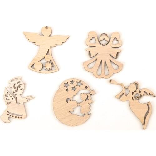 Mix Wooden Angel Pattern Scrapbooking Painting Collection Craft Handmade Accessory Home Decoration DIY 44-48mm 10pcs