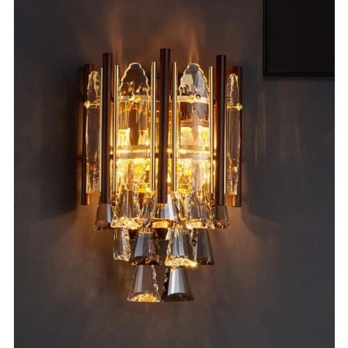 LED wall lamp bedroom bedside lamp living room wall simple aisle decoration villa crystal wall lamp