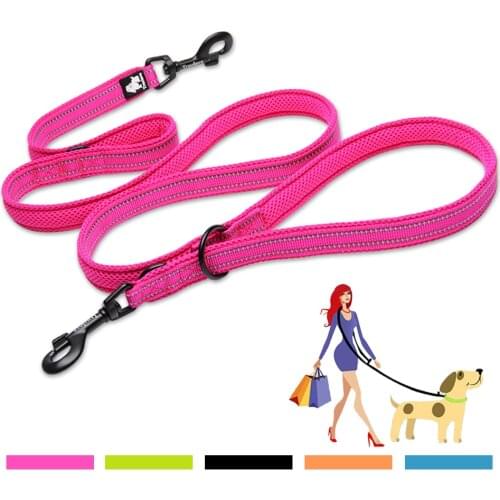 Truelove Reflective Dog Leash Walk 2 Dogs Multi-Function Leash Adjustable Dog Lead Hand Free for Small Large Dogs Pet Products