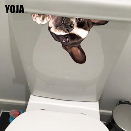 YOJA 21.9*13.3CM A Prone Puppy Toilet Sticker Wall Decals Cartoon Art Home Decoration T1-0229