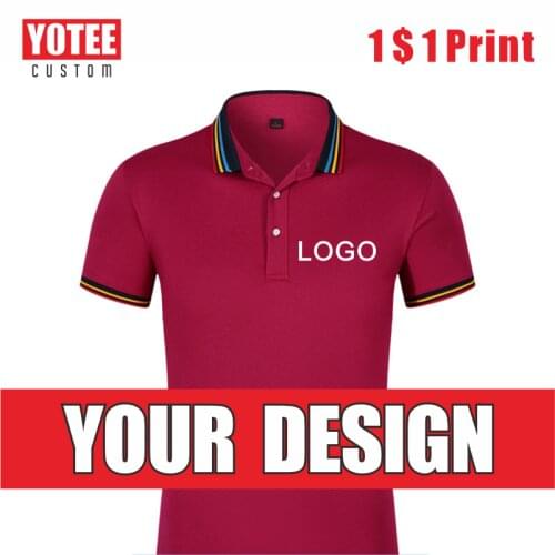 YOTEE2021polo Shirtsmen T-shirt Logo Custom Rainbow Collar Personal Team Embroidery Custom DIYs-4xl