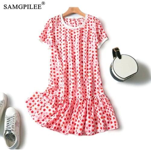 Summer Dress 2020 Plus Size 4xl Women Dresses Fashion Polka Dot Print Ladies Casual Women Clothing Mini Short Loose Woman Dress