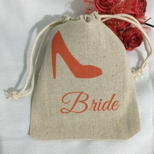 Gold high heel bridesmaid name Champagne Party wedding Hangover Kit jewelry favor gift Bags Bachelorette bridal shower favors