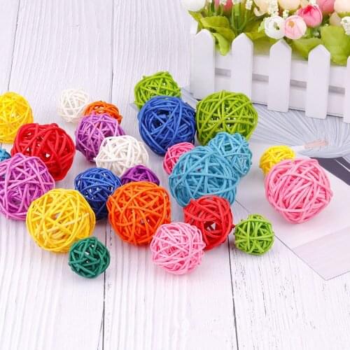 10pcs 3cm Rattan Ball Craft Christmas Tree Decoration DIY Ornament Pendant Wedding Party Festival Home Decor Kids Toys