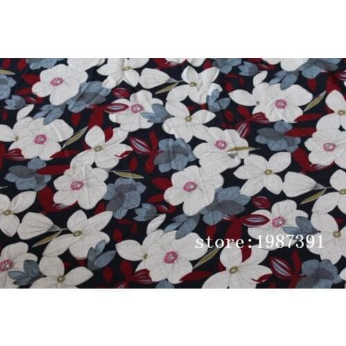 145cm width Paris pearl fabric big flowers pattern black background can't see through for skirt suit-dress headband CH-7058