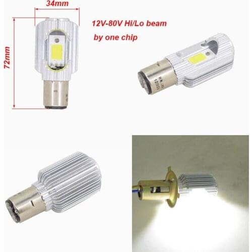 2088 Motorcycle Headlight COB LED Bulbs BA20D Hi/Lo Beam 12-80v 12W 6500K 1000LM For Scooter ATV Go Carts Dirt Bike TaoTao