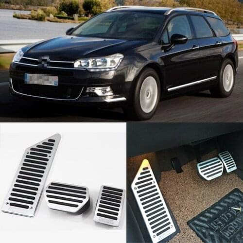 3pcs Aluminium Non Slip Foot Rest Fuel Gas Brake Pedal Cover For Citroen C5 2012-2016