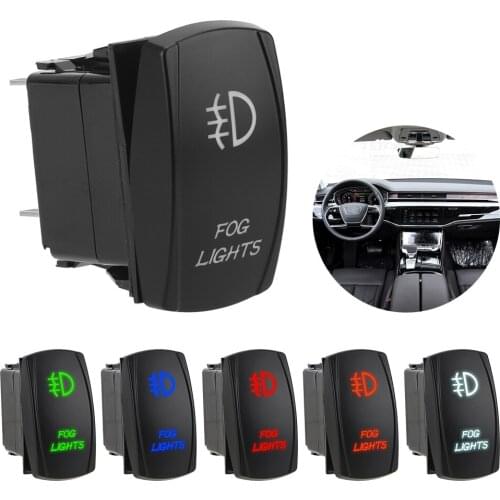 1x Car Dashboard Button Connector 5 Pin Illuminated ON-OFF LED Rocker Switch Fog Light Switch Automobile Modification