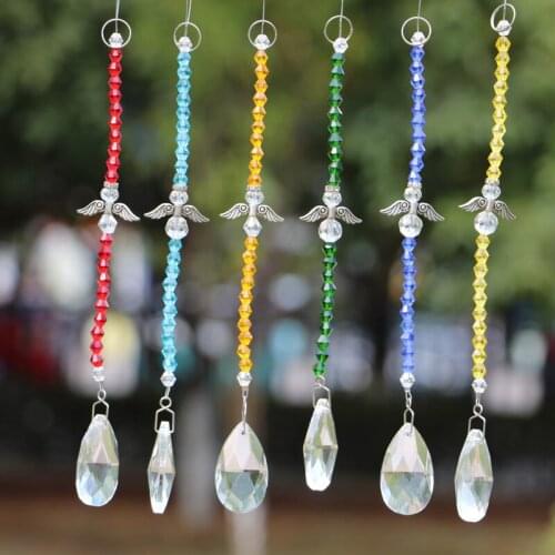 6PCS Crystal Guardian Angel Suncatchers 38mm Crystal Prisms Pendants Rainbow Maker Collection Hanging Ornaments For Home