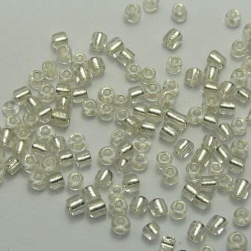 800 Clear Silver- colour Lined Glass Seed Beads Rondelle 4mm (6/0)