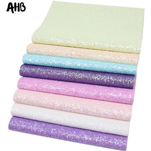 AHB 8pcs/set Candy Glitter Leather Shiny Sequins Chunky Sheets For Bows DIY Bag Patchwork Material Handmade Leatherette Fabric