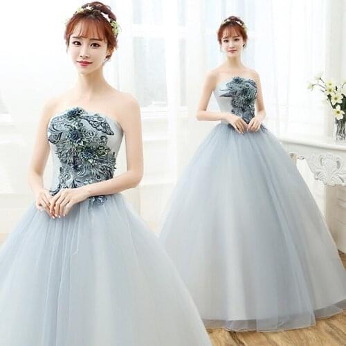 Freeship light grey flower applique fairy fancy ball gown Medieval Renaissance Gown Victorian Ball stage performance