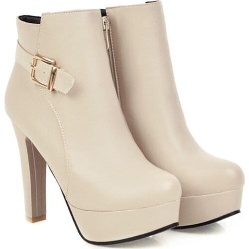 Big Size 9 10 11 12 boots women shoes ankle boots for women ladies boots shoes woman winter Side zipper buckle thick sole