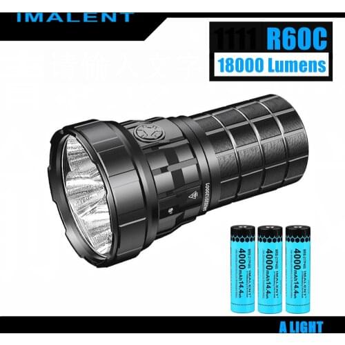 IMALENT R60C Flashlight Super Powerful Light Torch LED Lantern 18000LM 1038m 5 Level 21700-4000mAH IPX-8 Waterproof Rechargeable