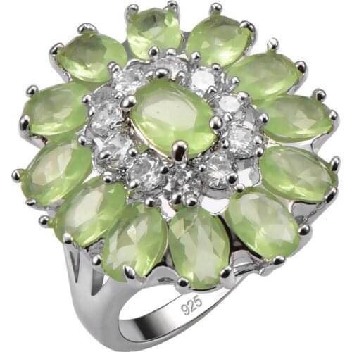 Hot Sale Exquisite Simulated Prehnite 925 Sterling Silver Good Quality Ring Beautiful Jewelry Size 6 7 8 9 10 11 12 F1549