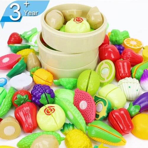 Pretend Play Simulation Miniature Food Toy Cutting Fruit Vegetable Plastic Kitchen Toys For Children Kids Educational Toys Gift