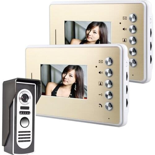 MOUNTAINONE 4.3 Inch Video Door Phone Doorbell Intercom Kit 1-camera 2-monitor Night VisionHD 700TV Lines