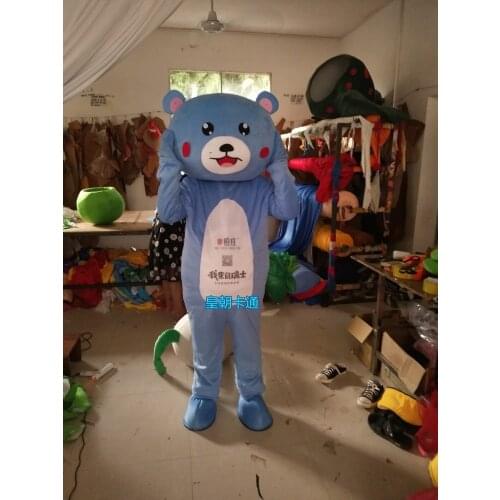 Blue Bear Mascot Costume Adult Cartoon Character Outfit Advertising Costume Fancy Dress Christmas Cosplay for Halloween party