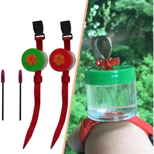 Creative Handheld Hummingbird Feeders, Hummingbird Wrist Feeder Perch Hand Feed With Adjustable Belt Bird Feeder