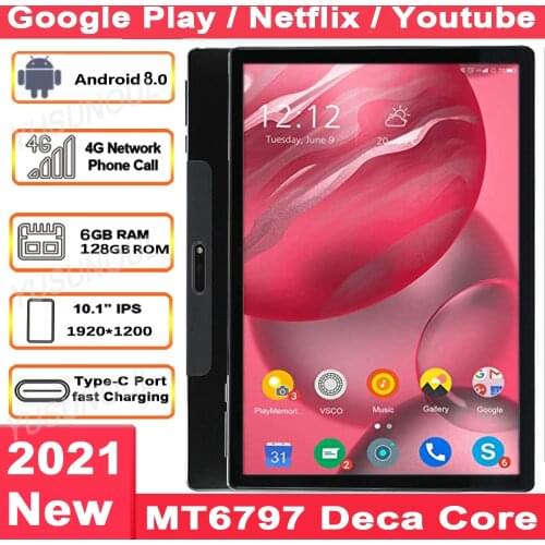 Hotsale New Tablet Pc 10 inch Android 8.0 Tablet Deca Core Google Play 4g LTE Phone Call GPS WiFi Bluetooth Tempered Glass 10.1"