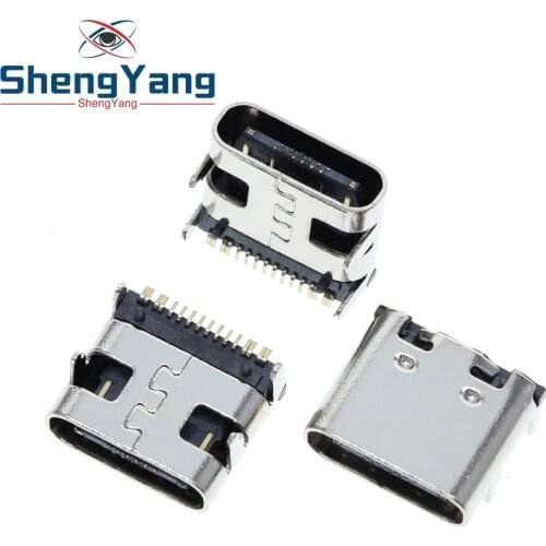 Micro USB JACK 3.1 Type-C 16pin DIP female connector For Mobile Phone Charging port Charging Socket Good Quality