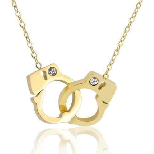 Fashion Classic Stainless Steel Crystal Handcuff Lock Pendant Necklace For Women Love Gifts Jewelry Wholesale