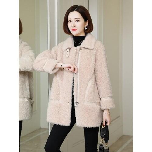 Fashion High Quality Sheep Shearing Coat 100% Wool Fur Jacket Soft Warm Wool Womens Jacket 2020 Coat Female Casacos Zjt358