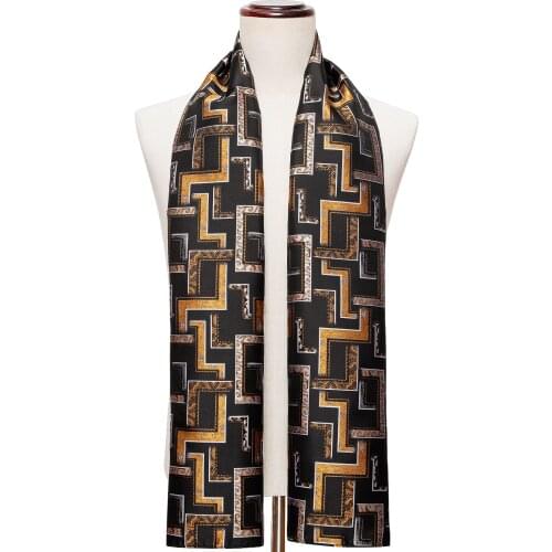 Fashion Mens Scarf Gold Jacquard Plaid Silk Autumn Winter Casual Business Suit Shirt Scarf for Women Male 160*50cm Barry.Wang