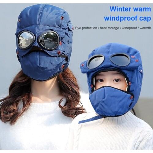 Motorcycle Winter Helmets Warm Cap Winter Men Winter Hats For Women Kids Waterproof Hood Hat With Glasses 3 In 1 Windproof Cap