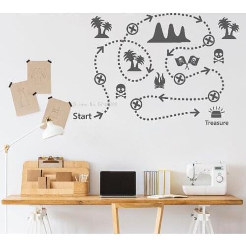 Pirate Treasure Map Vinyl Wall Decal Kids Play Room Creative Art Decoration Home Nursery New Design Lovely Poster Y101