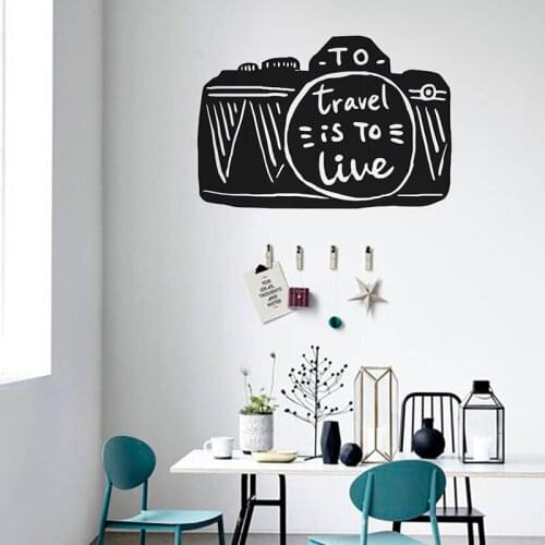 Camera Wall Decal Adventure To Travel Is To Live Quotes Art Door Window Vinyl Stickers Photo Studio Living Room Home Decor E019