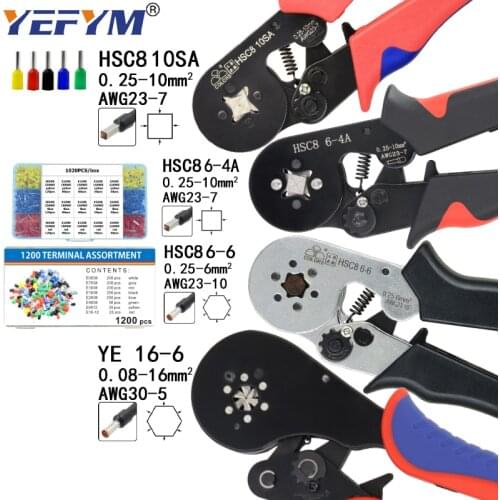 Crimping tools pliers electrical tubular terminals box clamp HSC8 10S 0.25-10mm2 23-7AWG 6-4B/6-6 0.25-6mm2 16-4 tools sets