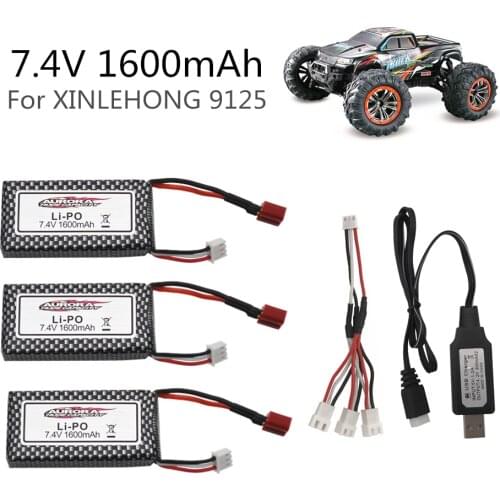 Original XINLEHONG 9125 Remote Control Rc Car Spare Parts 7.4v 1600mah Lipo Battery XLH9125 battery 7.4 v 1600mah