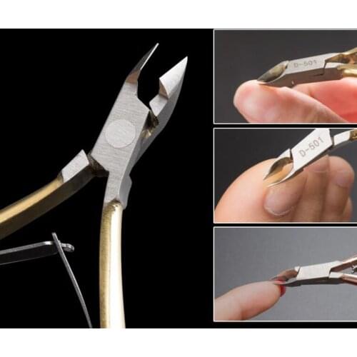 Gold-plated Stainless Steel Nail Tong Cuticle Scissors Dead Skin Pliers Pedicure Manicure Nail Art Tweezers Nail Care Tools