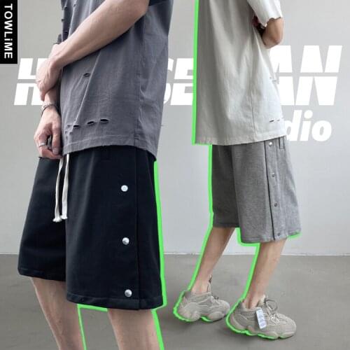 Plus Size 5XL Gym Shorts Men Casual Sweatpants Button Designers Slash Style Trousers Streetwear Stylish Jogger Cargo Pants