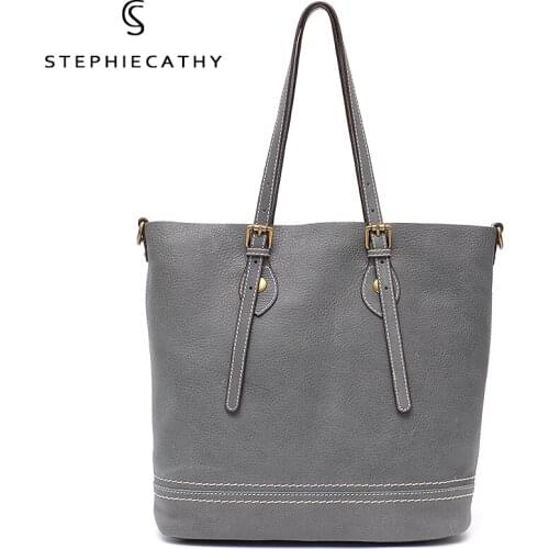 SC Brand Design Women Natural Cowhide Tote Bag Ladies Causal Shoulder Bag Vintage Leather Handbags Female Thread Crossbody Purse