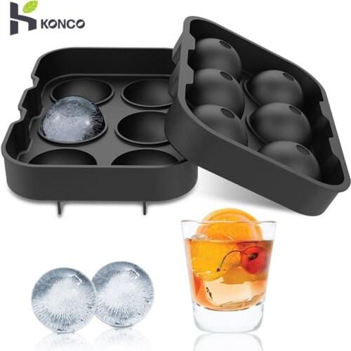 KONCO Silicone Ice Mold Maker Ball Mold Whiskey Drink Ice Ball Form Bar Acceesories Black Color Ice Mold Kitchen Tools