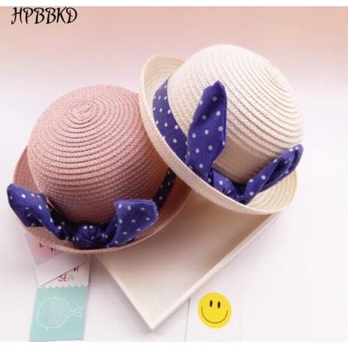 HPBBKD Baby Girl Handmade Straw hat Casual Girls Garland Sunbonnet Bucket Hat girls Roll-up Hem Beach Cap kids Sun hat GH567