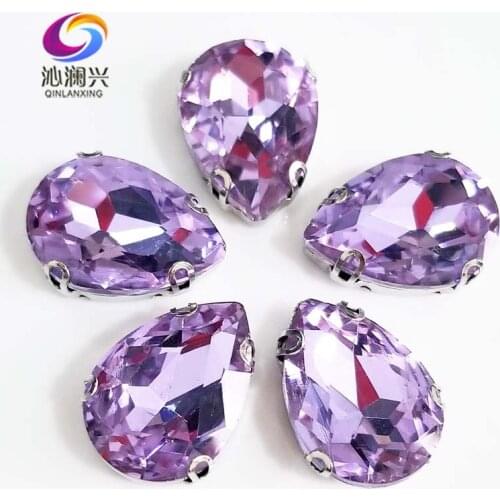 Anti hook D shape Crystal violet DR High quality Glass Crystal sew on rhinestones with holes,Diy Clothing accessories SWSD18