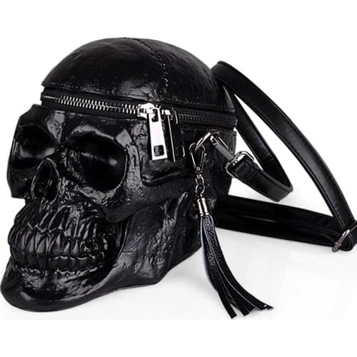 3D Skull Shoulder Bag Crossbones Messenger Bag Unisex Women Fashion Street Leather Zipper Handbags Punk Design Bag Dropship