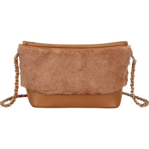 New Design Bag For Women Solid Zipper Handbags Pu Leather Chain Crossbody Bag For Women Shoulder Bags Hairy Bag Bolsa Feminina