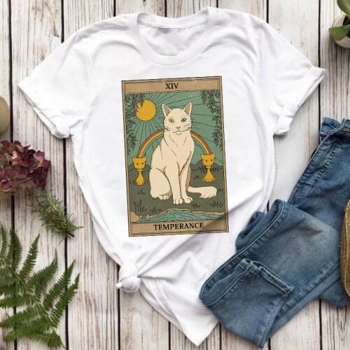 Loose Fashion Cat Women Printing T-shirts Female Cartoon Girl Tops Tees Women Graphic Casual Tee Shirt T Shirt Cute T-Shirt Tees
