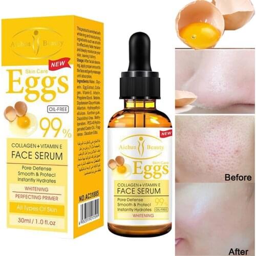 Blackhead Remove Face Serum Egg Essence Pore Minimizer Oil Control Shrink Pores Serum Tender Skin Care Smooth Whitening Serum