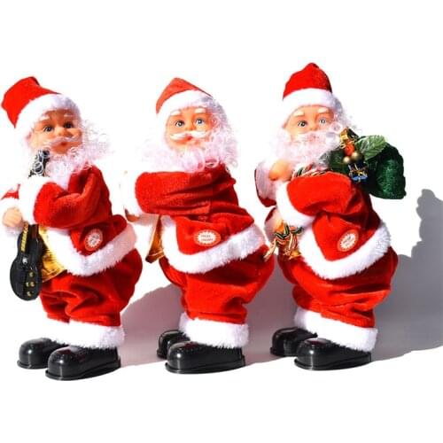 Santa Claus Shaped Resin Ornament, Christmas Electric Toy with Sound for Home, Office（Batteries Not Included)