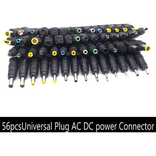 56 pcs/set Universal Plug 56pcs DC Power 5.5x2.1mm DC head Jack Charger to Plug Power Adapter for Notebook Laptop High Quality