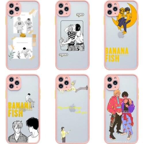 Japan Anime Banana Fish Phone Case For iphone 12 11 Pro Max Mini XS 8 7 Plus X SE 2020 XR Light pink Matte Transparent Cover