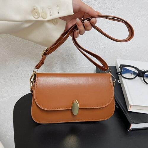 Retro PU Leather Women Underarm Shoulder Bags Fashion Solid Color Small Flap Messenger Handbags Ladies Casual Crossbody Bags